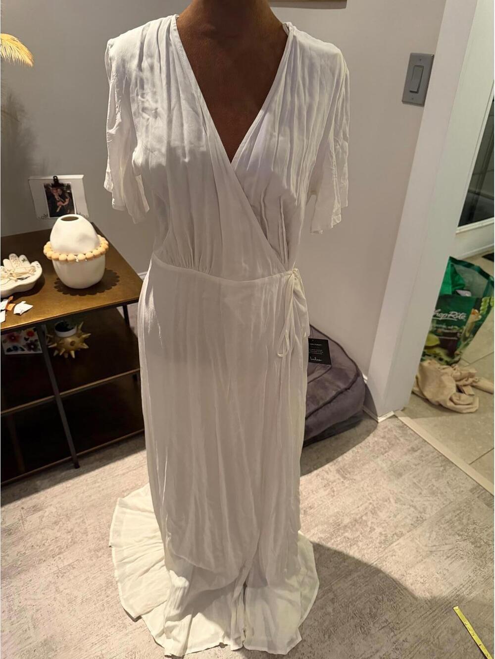 NWT Lulus Azalea Regalia White Wrap Maxi Dress L